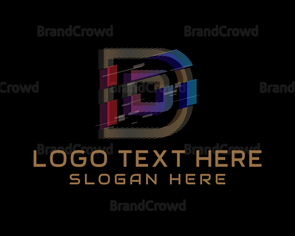 Gradient Glitch Letter D Logo