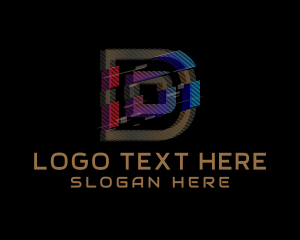 Vhs - Gradient Glitch Letter D logo design