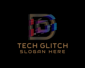 Malfunction - Gradient Glitch Letter D logo design