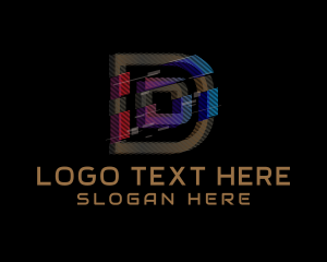 Pixelated - Gradient Glitch Letter D logo design