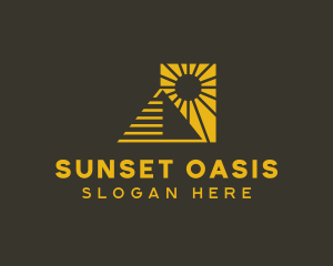 Golden Sunset Pyramid  logo design