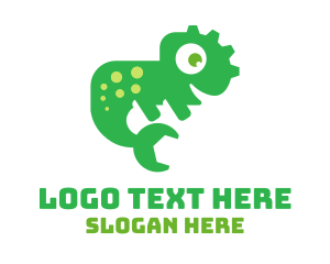 Dinosaur - Green Lizard Repair logo design