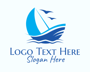 Blue Sailing Boat Logo