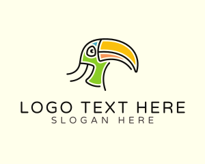 Monoline - Toucan Head Character logo design