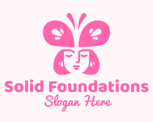 Pink Woman Butterfly Logo