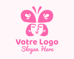 Pink Woman Butterfly Logo