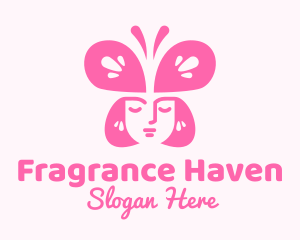 Pink Woman Butterfly logo design