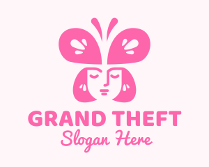 Fragrance - Pink Woman Butterfly logo design