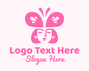 Pink Woman Butterfly Logo