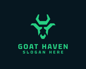 Geometric Cyber Goat logo design