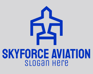 Blue Monoline Airplane  logo design