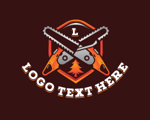 Woodcutting - Chainsaw Lumberjack Sawmill logo design