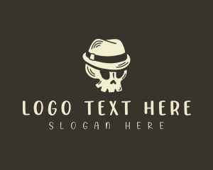 Spooky - Fedora Hat Skull logo design