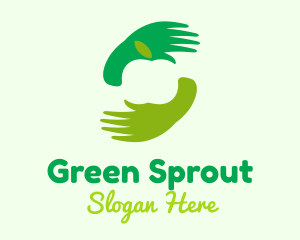 Green Apple Hand logo design