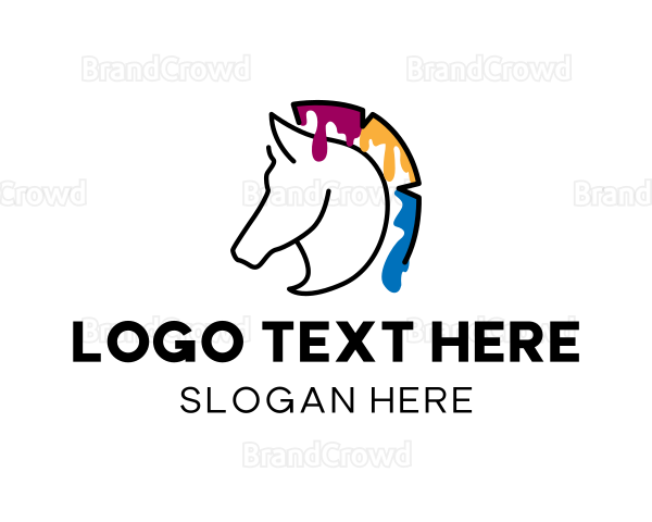 Colorful Paint Horse Drip Logo