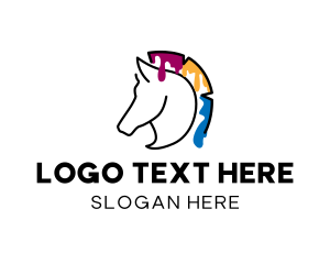 Printing - Colorful Paint Horse Drip logo design