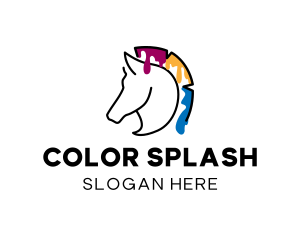 Colorful Paint Horse Drip logo design