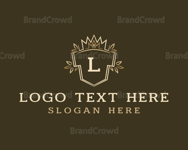 Organic Crown Shield Crest Logo