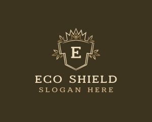 Organic Crown Shield Crest logo design