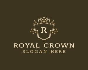 Organic Crown Shield Crest logo design