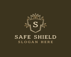 Organic Crown Shield Crest logo design