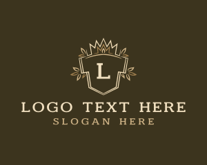 Letter - Organic Crown Shield Crest logo design