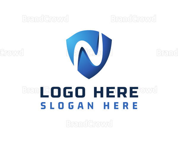 Modern Gradient Shield Letter N Logo