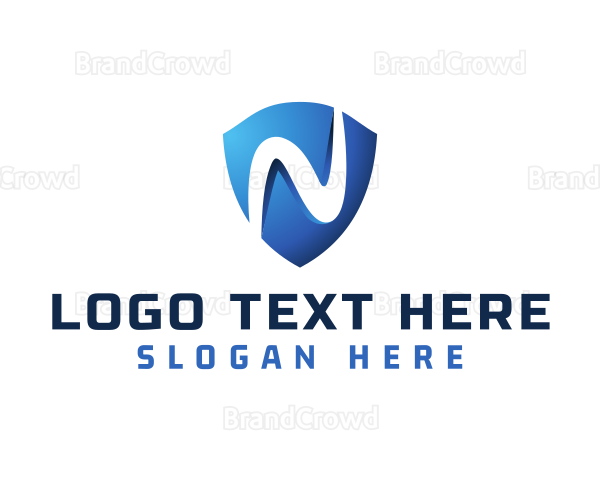 Modern Gradient Shield Letter N Logo