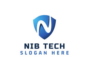 Modern Gradient Shield Letter N logo design