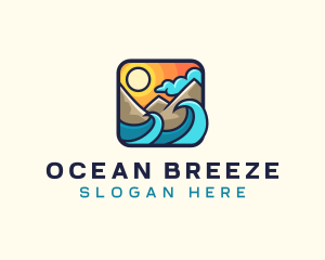 Seashore - Tropical Mountain Beach logo design