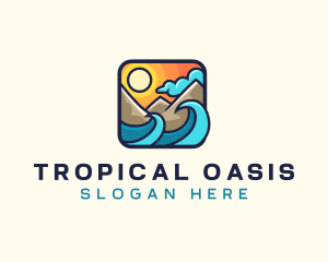 Tropical Mountain Beach logo design