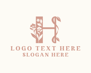 Perfume - Botanical Flower Letter H logo design