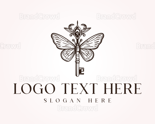 Antique Butterfly Jewel Key Logo