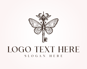 Villa - Antique Butterfly Jewel Key logo design