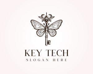 Antique Butterfly Jewel Key logo design