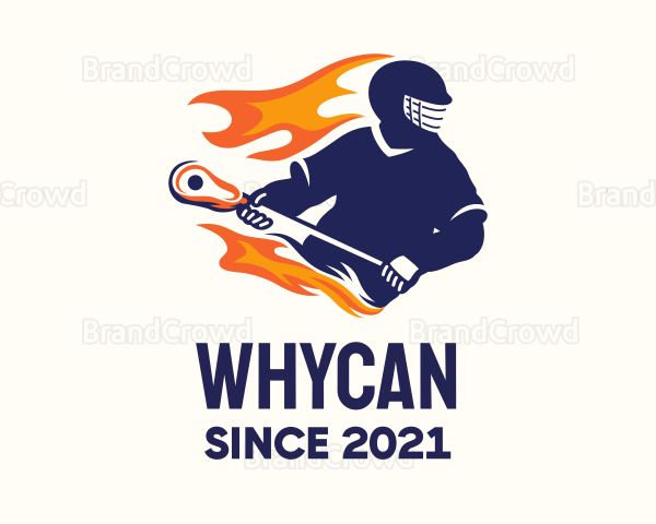 Flaming Lacrosse Player Logo