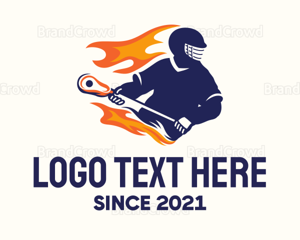 Flaming Lacrosse Player Logo