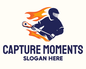 Flaming Lacrosse Player Logo