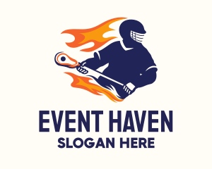 Flaming Lacrosse Player Logo