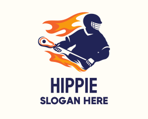 Flaming Lacrosse Player Logo