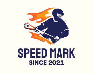 Flaming Lacrosse Player logo design