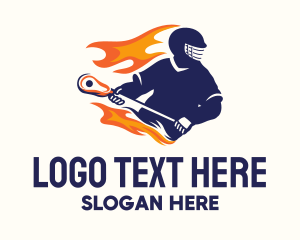 Flaming Lacrosse Player Logo