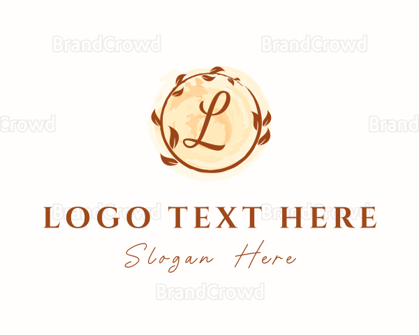 Autumn Leaves Watercolor Wreath Logo