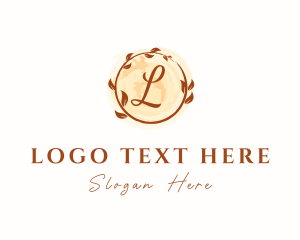 Autumn Leaves Watercolor Wreath logo design