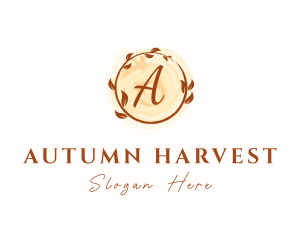 Autumn - Autumn Leaves Watercolor Wreath logo design