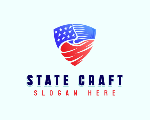 State - Patriotic Flag Shield logo design