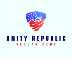 Republic - Patriotic Flag Shield logo design