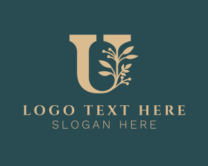 Skin Care - Luxury Plant Letter U logo design