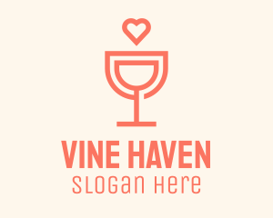 Wine Glass Heart logo design