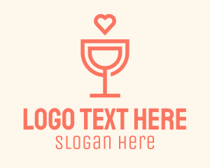 Liqueur - Wine Glass Heart logo design